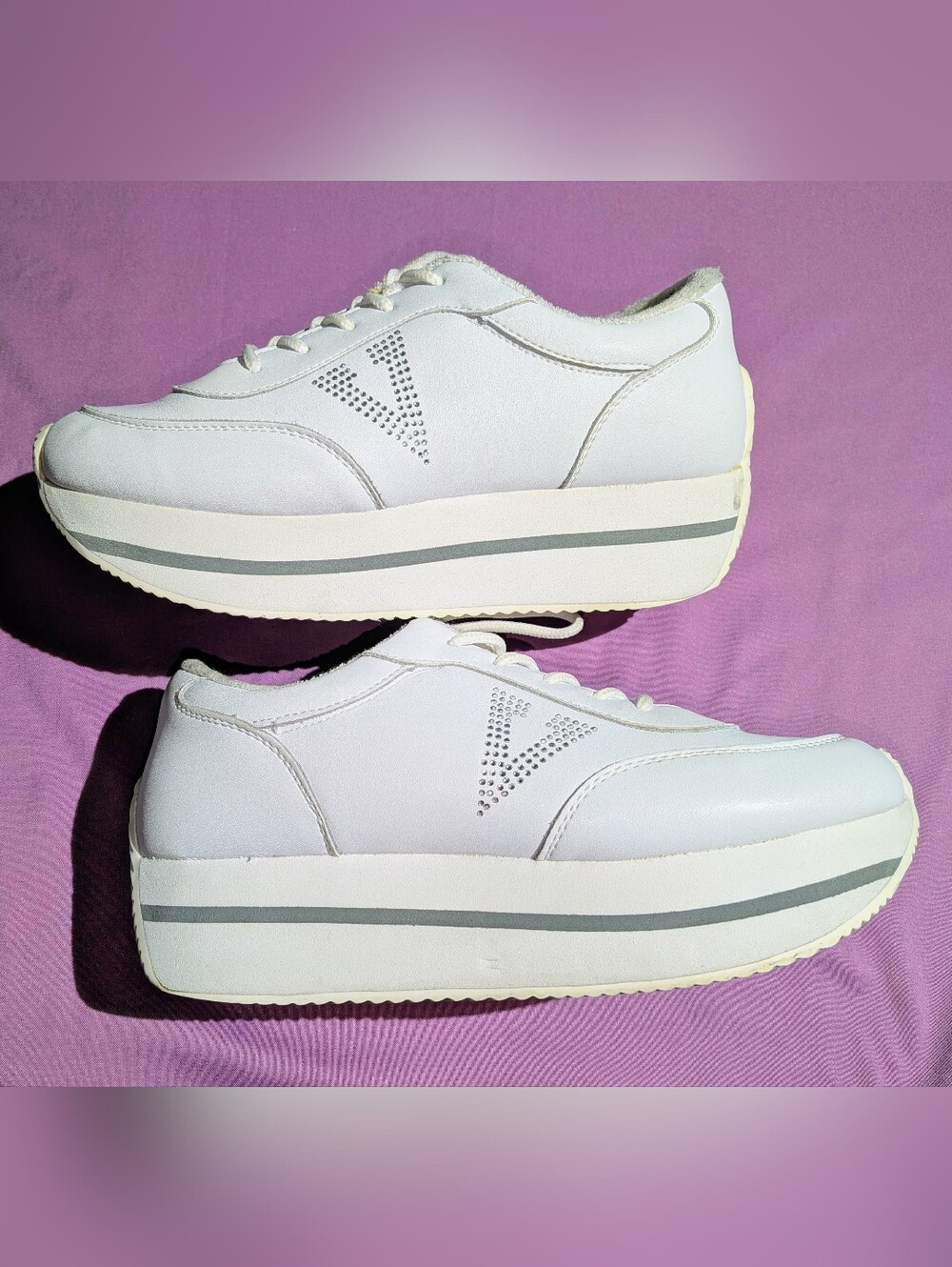 🚀 Volatile Expulsion Platform Sneaker White Leather Wedge Y2K Sz 7.5